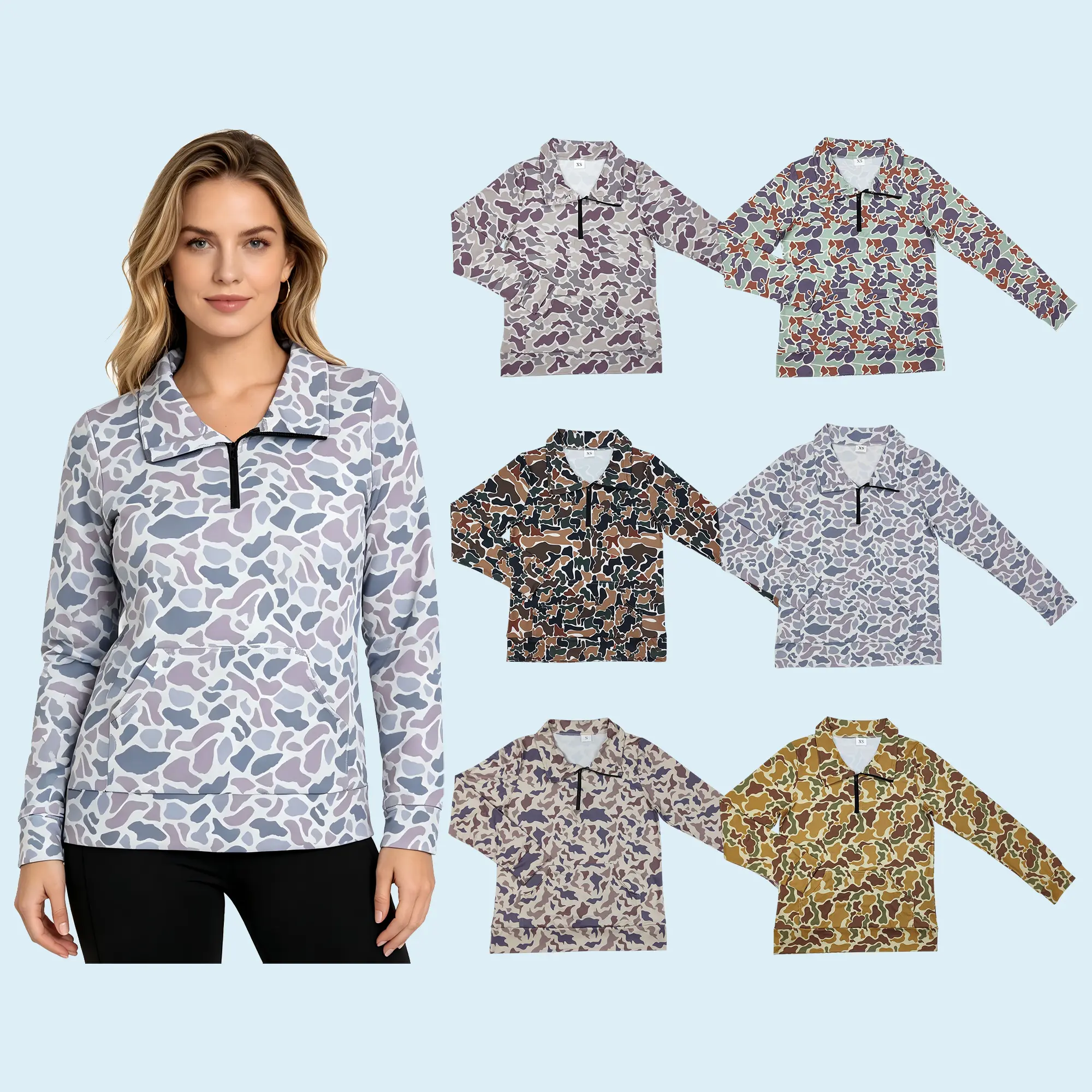 Adult women camouflage hunting season pullover top Matching