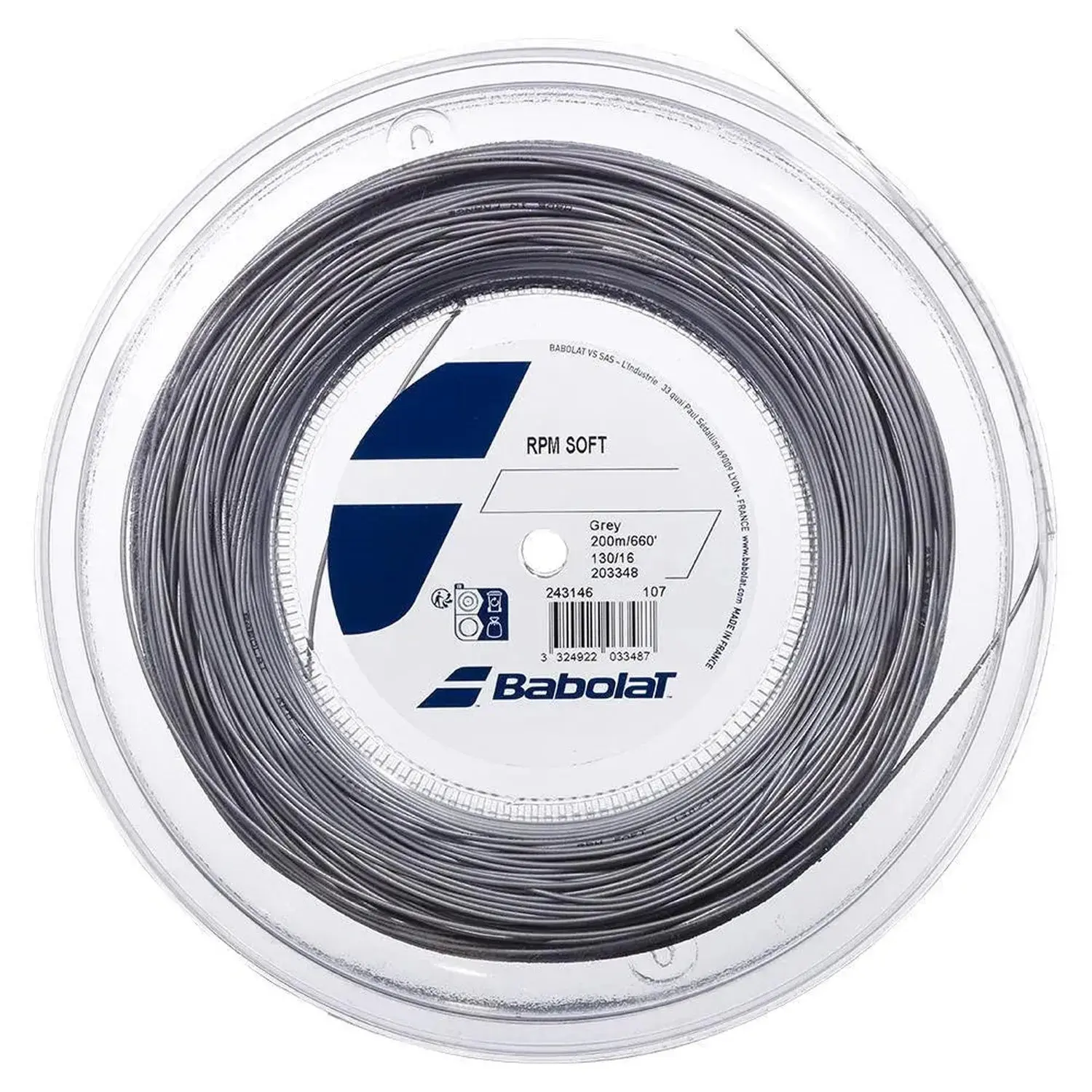Soft Tennis String Reel - 3-Layer Co-Polyester Sport String, Multiple Gauges (16G/17G), 660ft Length, Durable, Comfortable, Grey