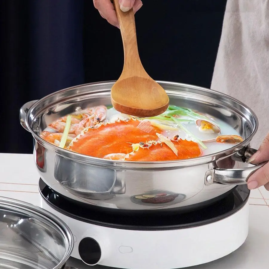 304 Stainless Steel Steamer Pot For Cooking, Boil Below, Thickened 28CM/30CM/32CM Dual Handle Soup Steamer, Single/Double/Triple Layer Cookware Kitchen Gift