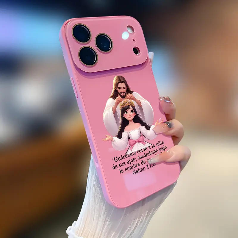 Religious Jesus Blessing Luxury Crystal Texture Phone Case for Girls - Skin-Friendly Touch, Shockproof Full-Cover Sturdy Shell, Unisex Fit for iPhone 17/16/15/14/13 Pro Max Models-XS9527