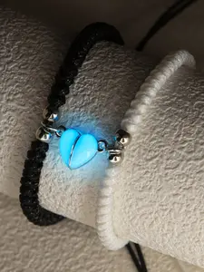 Fashion Night Glow Couple Adjustable Woven Hand Rope Set, Personalized Couples Bracelet, Multiple Weaving Methods Bracelets, Valentine's Day Gift for Men and Women