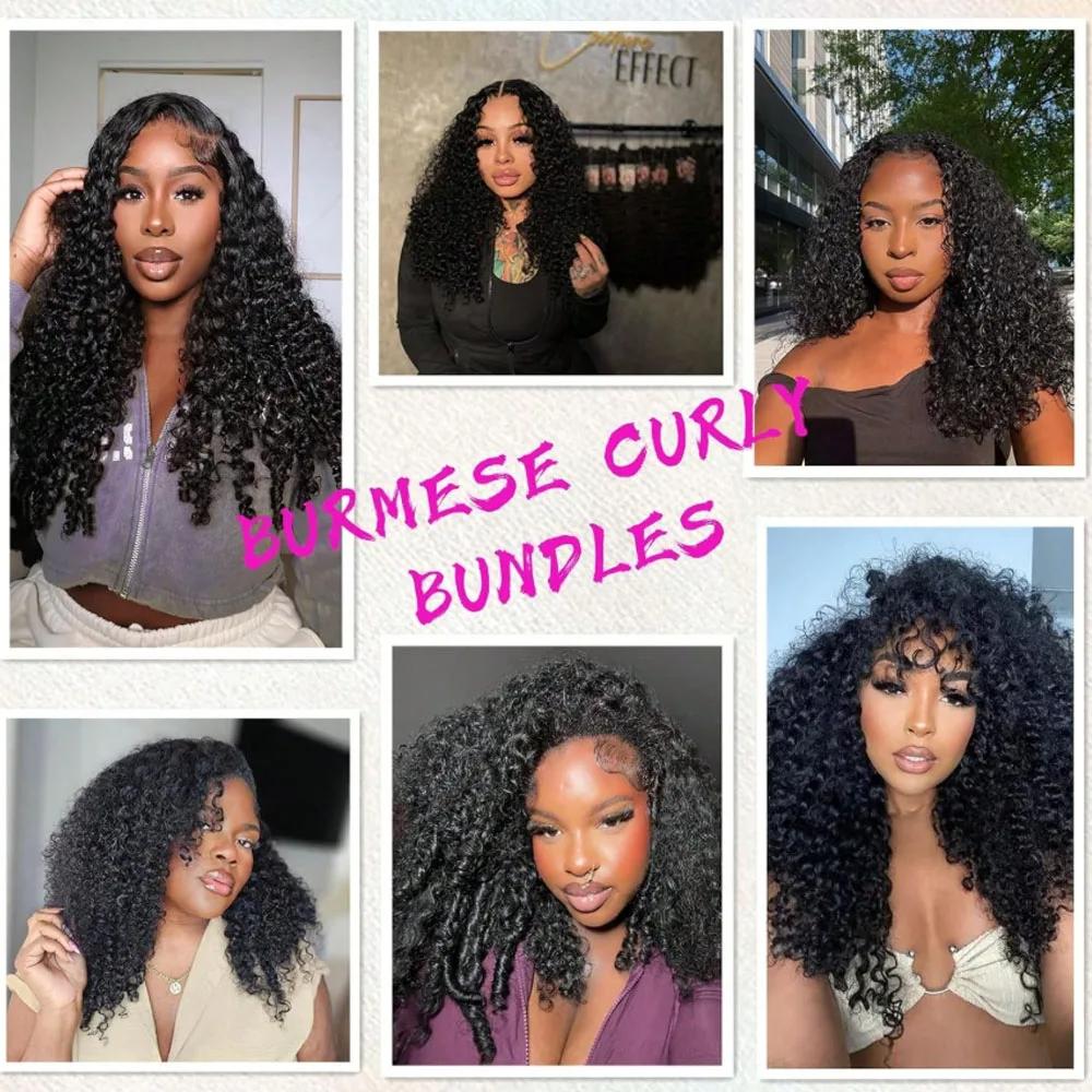 Burmese Curly Human Hair Bundles 100% Human Hair Quality Deep Wave Raw Hair Weave Bundles Double Drawn Vietnamese Hair Extension