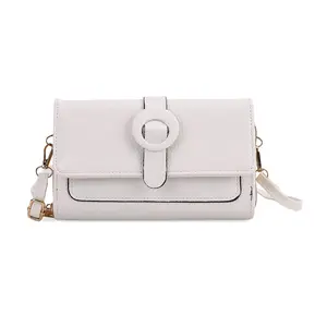 Shop LC White Solid Faux Leather Crossbody Wallet with Shoulder Strap