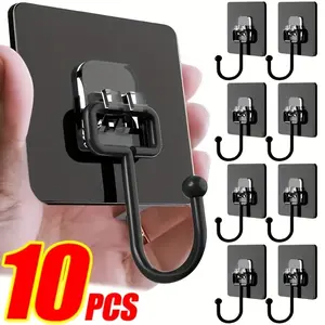 10 Strong Wall Hooks Reusable No Punching Waterproof Oil Resistant for Bathrooms Kitchens Hang Towels Cups Shovels Can Openers Scissors
