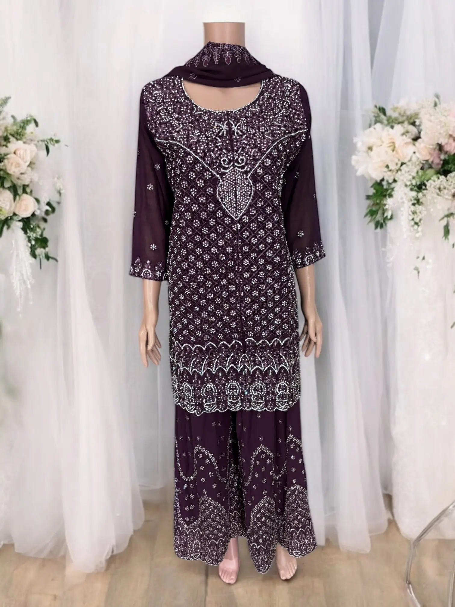 Traditional Designer Sharara Salwar Kameez Suit - Ethnic Wear - 205