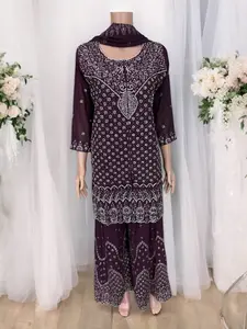 Traditional Designer Sharara Salwar Kameez Suit - Ethnic Wear - 205