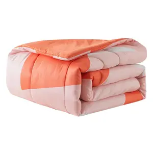 Mainstays Coral Geometric 5-Piece Bed in a Bag Comforter Set with Plush Throw – Reversible, Soft Microfiber, Machine Washable