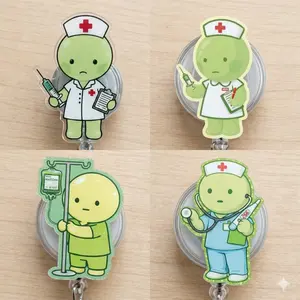 Smiski Style Medical Badge Reel, Cute Cartoon ID Holder, Retractable Clip For Nurse Doctor Office, Kawaii Work Accessory, Fun Healthcare Gift