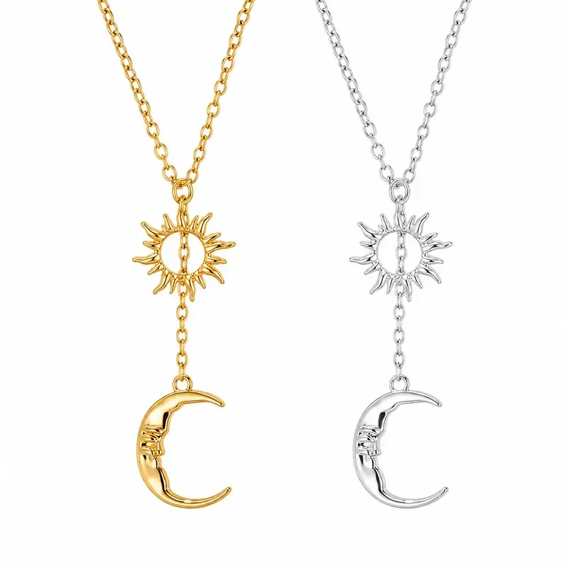 September Laurel  Sun & Moon Pendant Necklace for Women, Minimalist Celestial Necklace for Girls, Fashion Jewelry for Daily Wear, Party, Birthday, Anniversary Gift