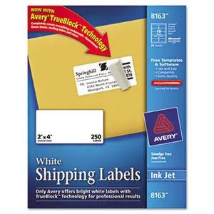 Avery White Ink Jet Mailing Labels 2 x 4 250 Pack