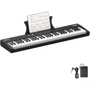 【GARVEE】61-key portable electronic keyboard piano, semi-weighted keys on the piano keyboard with power supply,  Pedal – Ideal for Beginners and Professionals,Perfect Birthday or Christmas Gift