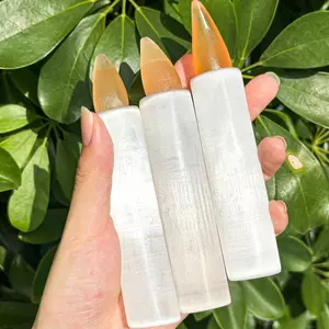 【Star Gate】1 count Handcrafted Selenite Candle Sculpture | Crystal Candle Holder Decor (5.12-5.51 inches)