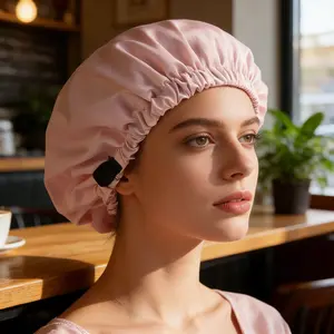 Color Block Silk Satin Hair Bonnet for Women Luxury Satin Fabric Night Sleep Cap Adjustable Double Layer Lining Hair Protection Cap Wake Up to Softer Shinier Hair Reduce Frizz and Breakage