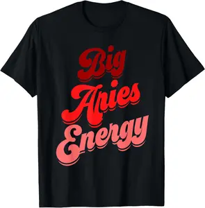 100% Cotton Aries Women Big Aries Energy Zodiac Sign Horoscope Astrology T-Shirt