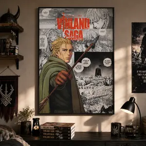 Vinland Saga Manga Panel Poster Print, Thorfinn Anime Artwork Wall Decor, Christmas Gift for Anime Fan, Original Minimalist Retro Aesthetic, Canvas Wall Art, Japanese Manga Canvas, Otaku Bedroom Decor, Nordic Viking Anime Poster, Anime Collector Gift