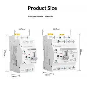 Mini ATS AC Automatic/Manual Transfer Switch Millisecond Switching 2P 4P 63A 110V, ATS Manual Transfer for Uninterruptible Power Supply Home, Dual Auto Power Electrical Selector Switch DIN Rail Mount(G2R 2P 4P 63A AC110V)