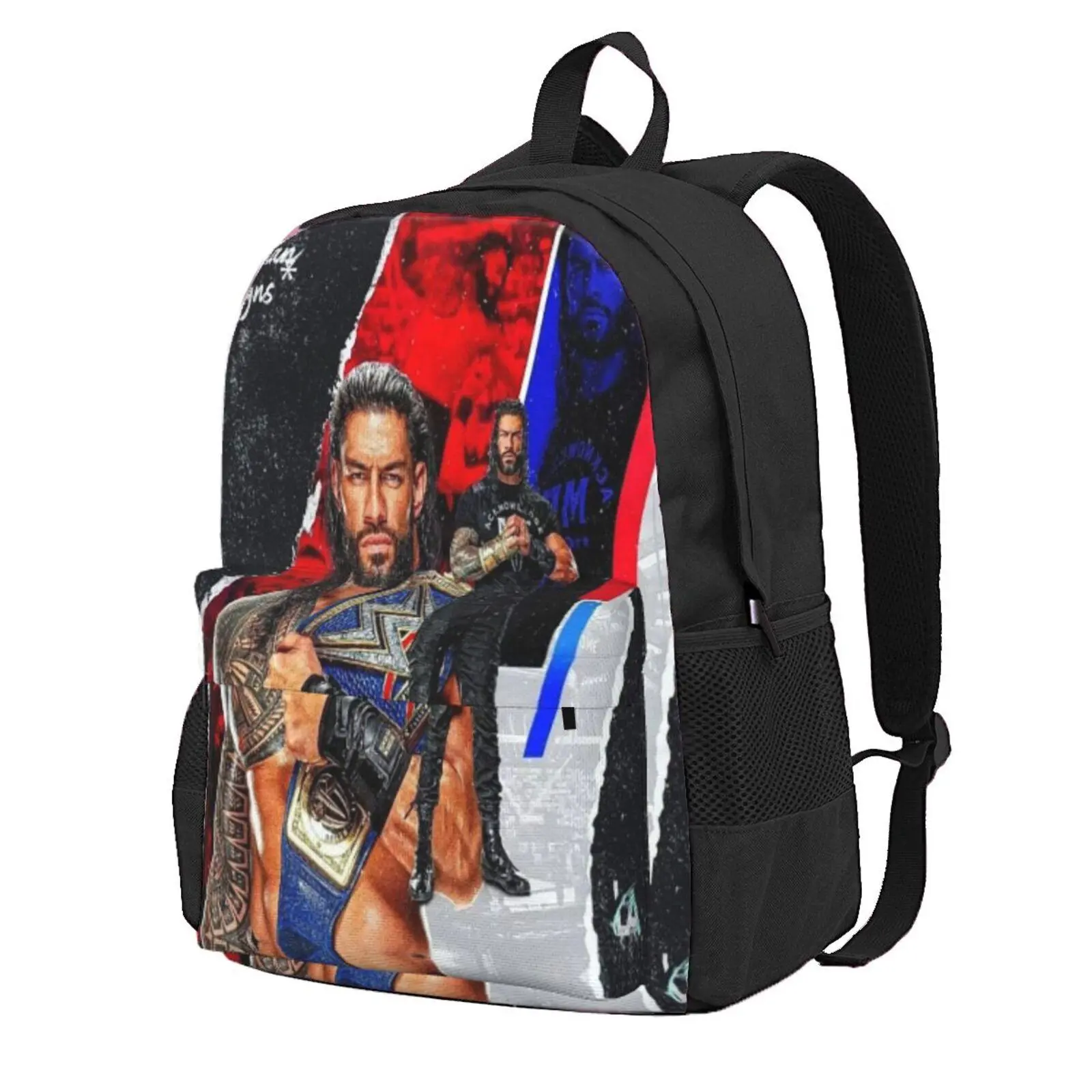 WWE Roman Reigns Cute Cartoon Print Back to School Backpack for Girls, Lightweight Multi-Pocket Casual Daypack for Kindergarten & Elementary WWE Merch, Girl