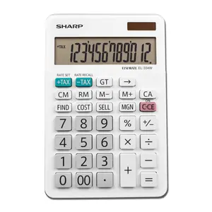 Sharp 12-Digit EL-334WB Professional Desktop Calculator with Kickstand Display
