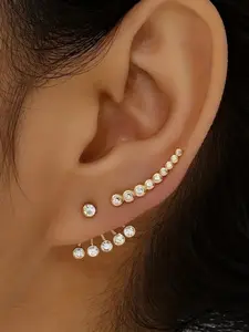 Simple Rhinestone Design Earrings, Fashionable Earrings for Women & Girls, Casual Jewelry for Party, Daily Clothing Decor, Trendy All-match & Exquisite Jewelry for Birthday Gift, Stud Earrings Jewelry