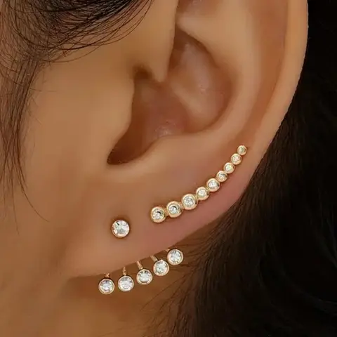 Simple Rhinestone Design Earrings, Fashionable Earrings for Women & Girls, Casual Jewelry for Party, Daily Clothing Decor, Trendy All-match & Exquisite Jewelry for Birthday Gift, Stud Earrings Jewelry, Earring Set