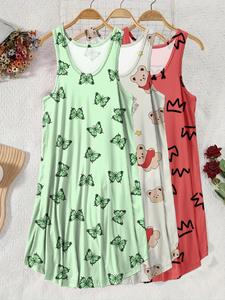 【Plus Size】 Lounge Dress, Casual Soft Comfortable Sleeveless Nightdress for Women, Women's Sleepwear for All Seasons, Homewear