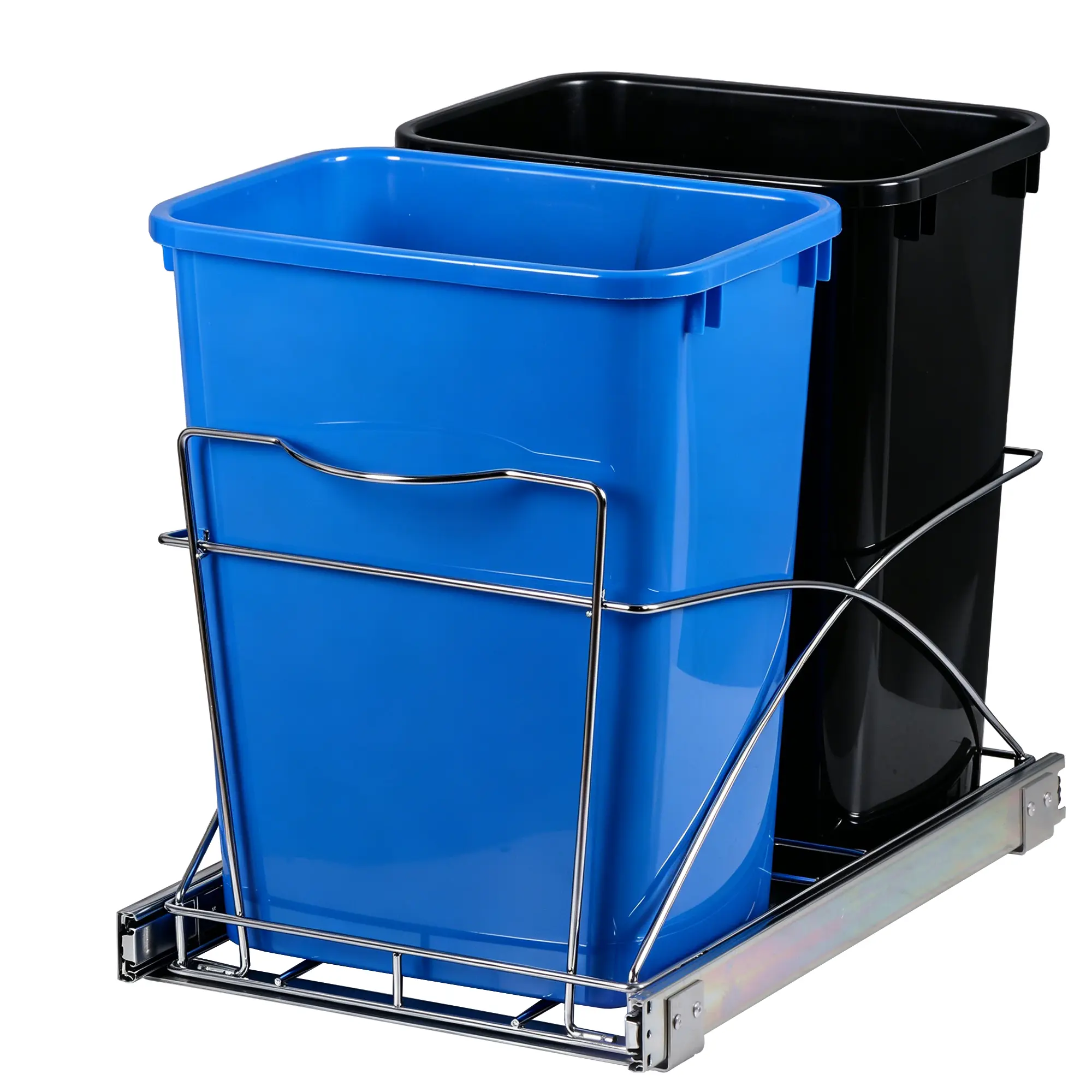 Segawe Dual 35Qt Pullout Trash Garbage Can, Heavy Duty Steel Frame Slider, Smooth-Sliding Space-Saver Trash Cans for Kitchen Cabinet Container,summerwins