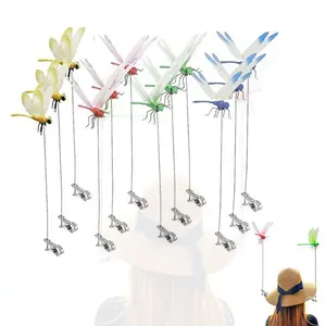 12 Counts Outdoor Fake Dragonfly Rod Clip, Garden Metal Dragonfly Clip. Natural Organic Concept, 3D Dragonfly Garden Decoration, Garden Bird and Fly Interfere Devices for Indoor and Outdoor Garden,Creative Home Accessories Decorative Design