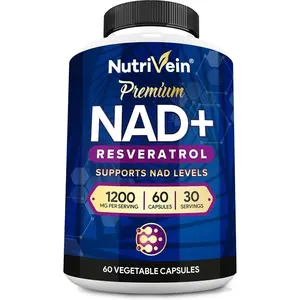 Nutrivein Premium NAD + Resveratrol Supplement 1200 mg - 30 Servings (60 Capsules): Powerful Synergistic NAD Resveratrol Supplement - Aging, Cognition, Metabolism, & Overall Well-Being