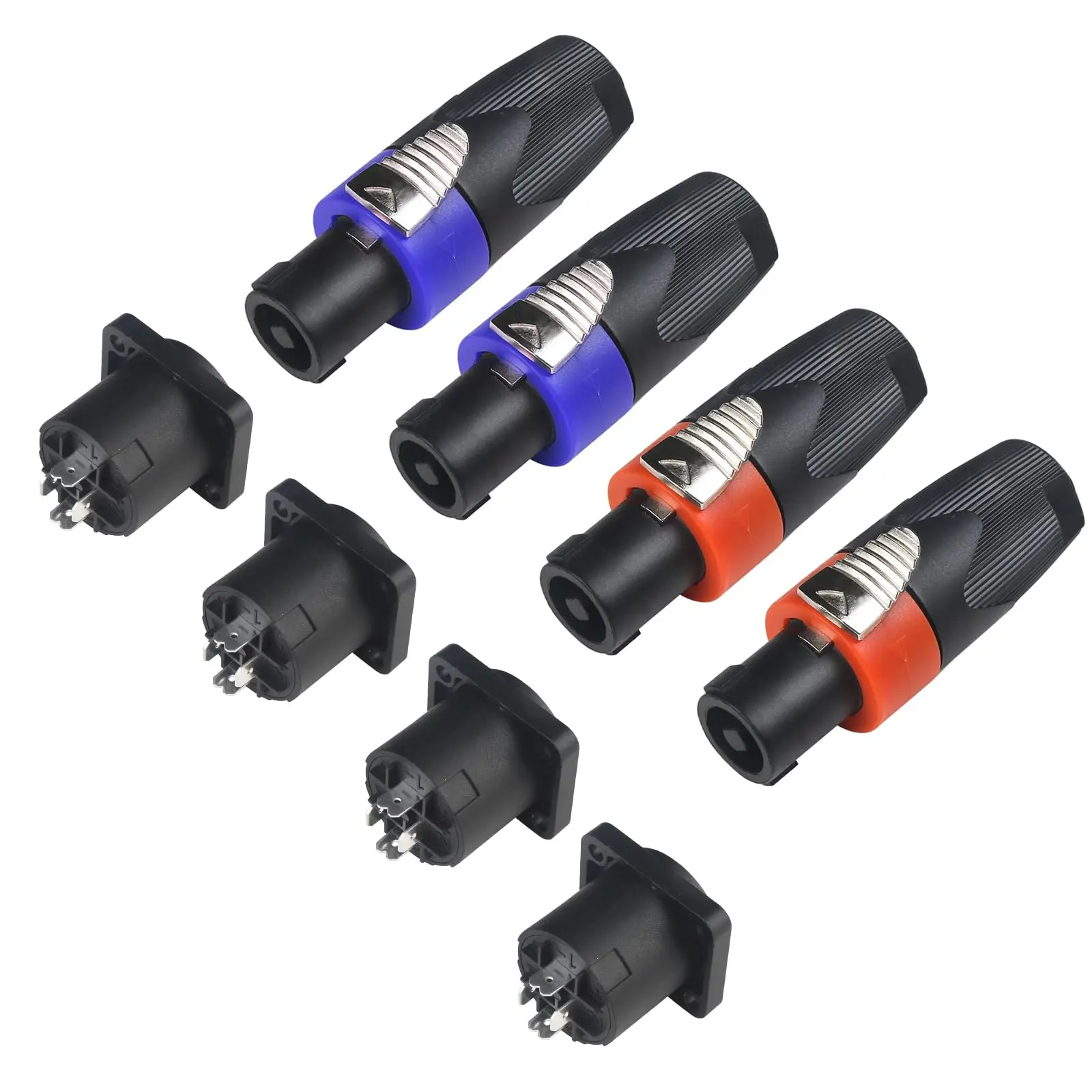 Speaker Plug Speakon Connector, Speaker Jacks and Connectors Nl4fx Speakon Cables, Nl4fc Male Female Converter Nl2fx Plug Speakers Powercon Twist Lock (4 Sets of Male and Female)