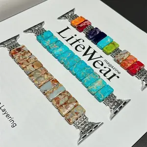 Lao Yang's Store for Apple Applewatchs9 Strap Natural Stone Plate Iwatch87654 Represents with Bracelet Wearable