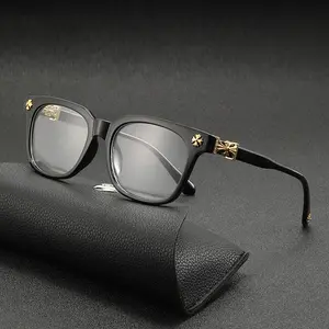 Fashionable Metal Square Anti-Blue Light Glasses – Casual, All-Season, Flat Lens