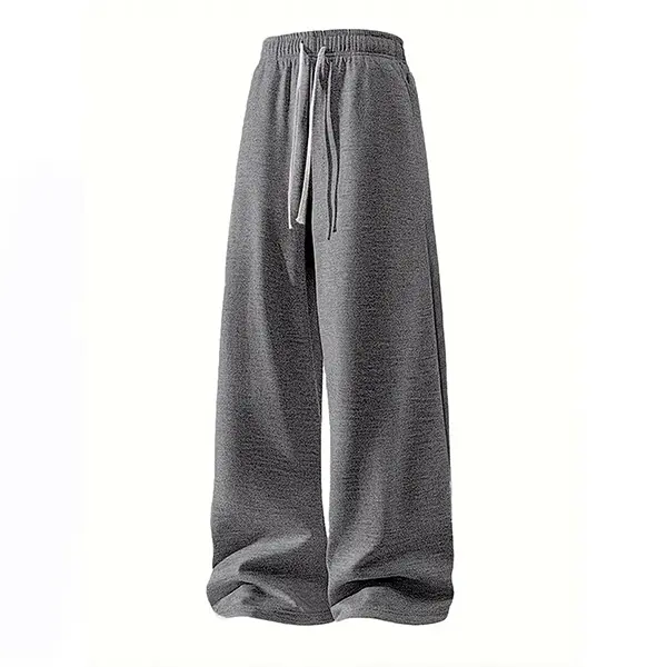 Unisex gray athletic wide-leg sweatpants with a fluid drape, loose fit that flatters any figure, drawstring waist, suitable for home and outdoor wear, casual long pants for two uses. Menswear Joggers Suits Trouser Motocross Beige Plain