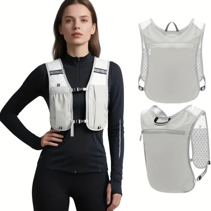 Unisex Lightweight Sports Vest with Multiple Pockets, Breathable Mesh Back, Adjustable Straps, Zipper Compartments, Running Hiking Gym Wear Activewear