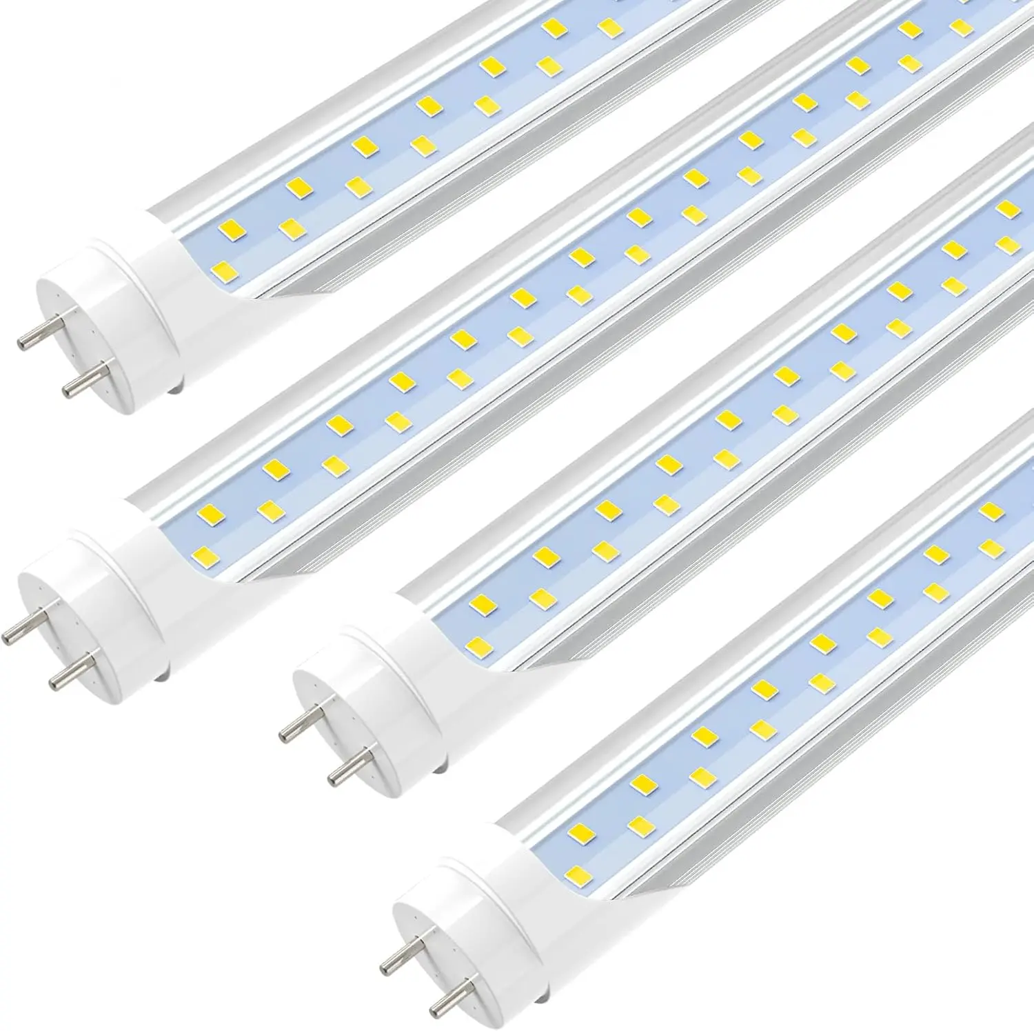 4FT LED T8 Type A+B Tube Lights, 24W(65W Equivalent), 3200LM, 6000K, Single or Double End Powered, Plug and Play or Ballast Bypass, 4 Foot T10 T12 Fluorescent Bulbs Replacement, Clear(4-Pack)