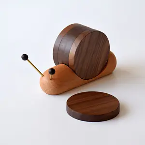 1 Set Wood Cup Mat Placemats for Table Snail Shaped Heat Insulation Pad Wooden Tea Coaster Tool Tea Tray Creative Gifts Wooden Coasters