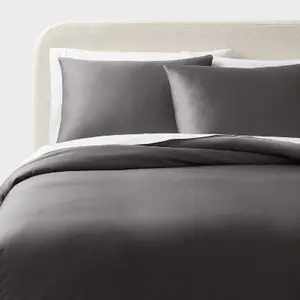 King TENCEL Duvet Cover and Sham Set Dark Gray - Threshold