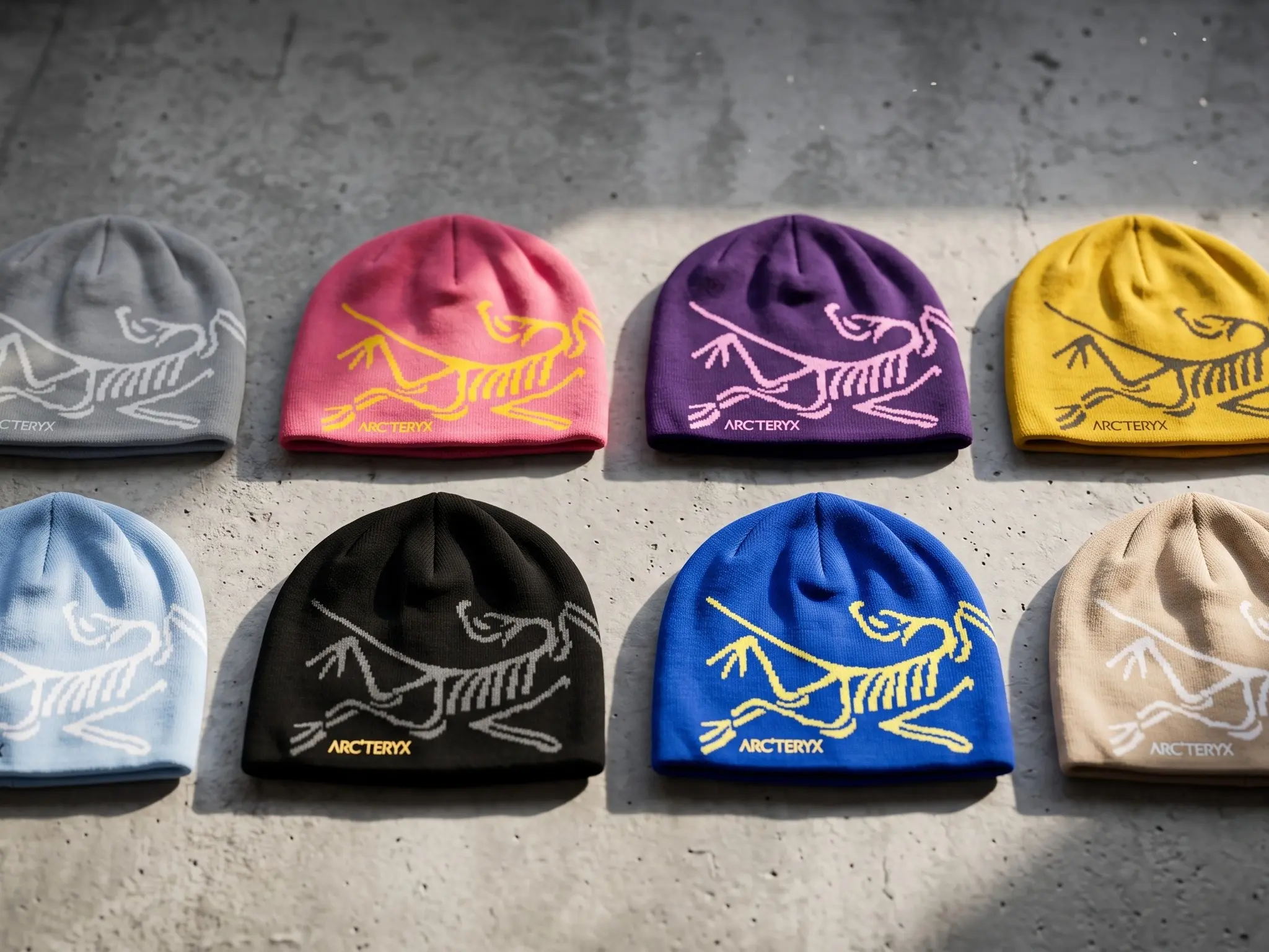Arc'teryx Gorpcore 8-Piece Grid Selection - Premium Thermal Fisherman Slouchy Caps, Insulated Fabric Outdoor Wear, Thermal Layered Sports Collectible Headwear (New), Slouchy Beanie, Fisherman Beanie