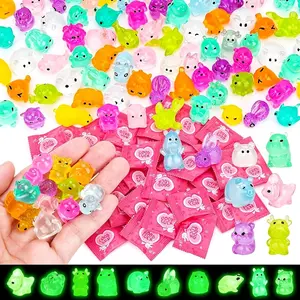 100 Pcs Mini Resin Animal Blind Bags - Resin Variety Pack, Miniature Figurines Glow in The Dark for Party Favors, Treasure Hunt, DIY Aquarium, Micro Landscape Decor