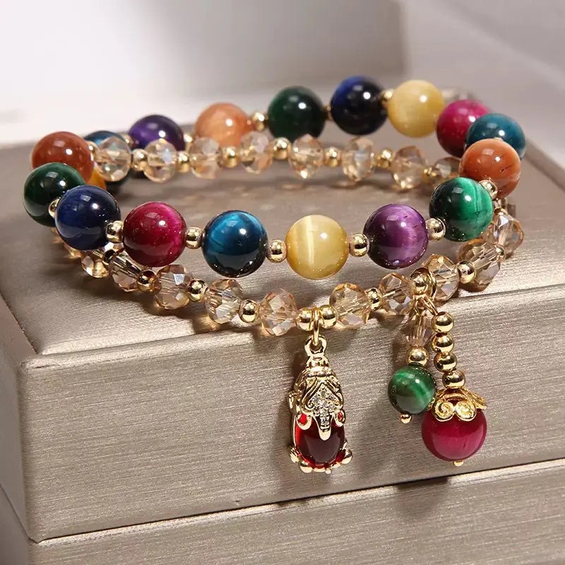 Double-Layer Agate & Tiger's Eye Bracelet with Pixiu Pendant — Handcrafted, Design-Forward Jewelry Suitable for Daily Wear