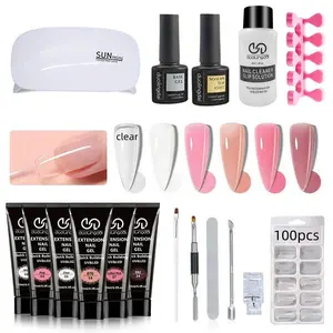 Professional Poly gel Nail Extension Kit With U V Lamp，Builder Glue, Nail Brush, Slip Solution, And Nail Forms - Perfect For Beginners And DIY Beauty Gifts Nail Salon At Home，gifts for women Polygel Silicone Smooth Uv