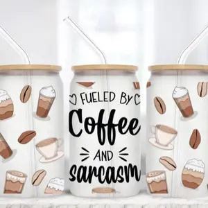 Coffee and Sarcasm 16 oz Frosted Glass Tumbler