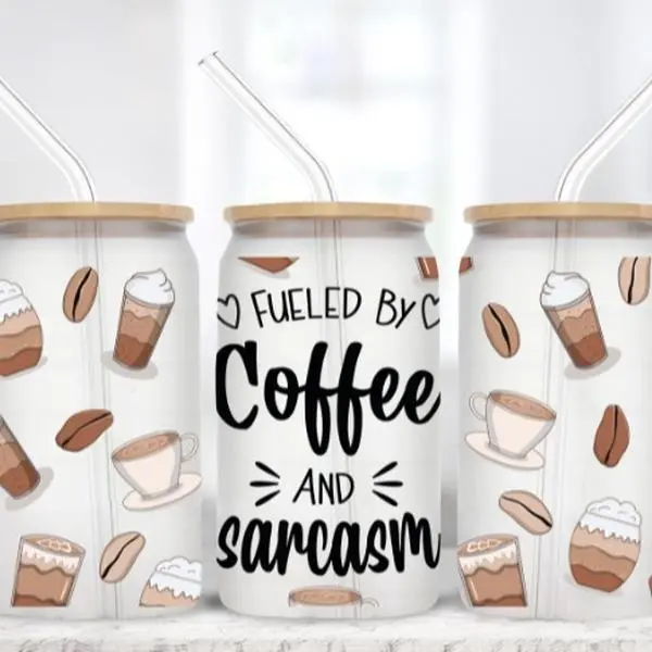 Coffee and Sarcasm 16 oz Frosted Glass Tumbler