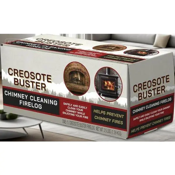 3.5 lb Eco-Friendly Chimney Buster Firelog, Creosote Removal, Reusable Efficient Brown Household Cleaner for Fireplaces & Wood Stoves, 1-Count Easy-to-Use Nature Western Home Maintenance Log, Natural
