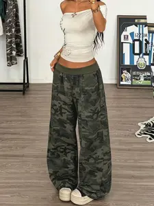 Women's Camouflage Print Wide Leg Jeans, Loose Straight Fit Comfortable Versatile, Fashion Trendy Casual Long Pants for All Seasons