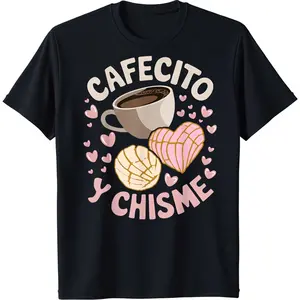 Cafecito Y Chisme Baked Concha Pastry Conchas T - Shirt,Latina Mexican,unisex,teen girl clothes,accessories for boys,accessories for girls,cute clothes set,School outfits
