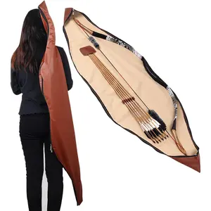 Longbow Case 60 Inch - Traditional Long Bow Recurve Bow Leather Carrying Bag for Outdoor Shooting Hunting