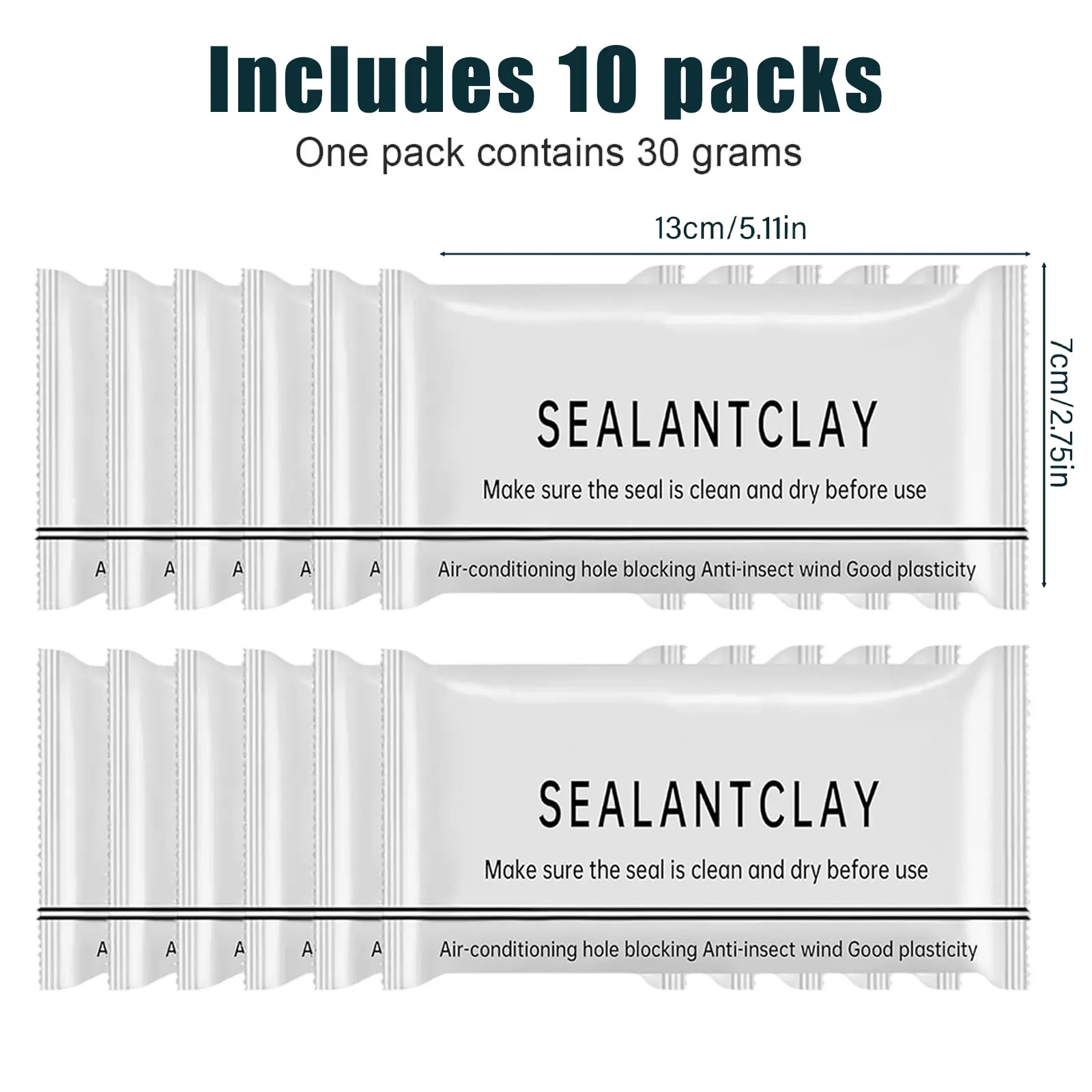 10/20 Packs Eco-Friendly Sticky Clay Sealant, Quick-Curing, Strong Adhesion, Easy Waterproofing, Oil-Resistant for Air Conditioner Hole Sealing, Wall Cracks