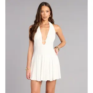 All This Allure Strappy Halter A-Line Skater Dress