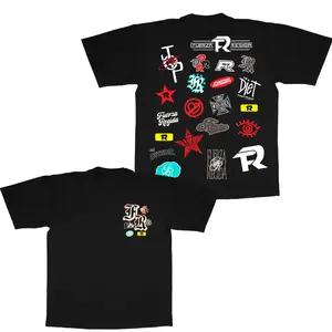 Fuerza Regida Sticker Bomb Graphic Tee - Urban Logo Collage Streetwear Shirt | JOP Pero No Te Enamores Apparel | Heavy Cotton Merch for Fans
