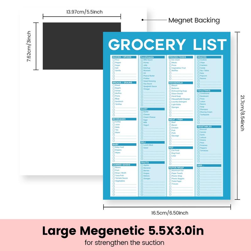 B5 Fridge Magnet Grocery List Board, Magnetic Shopping Checklist Pad, Home Purchase Classification Record Stickers